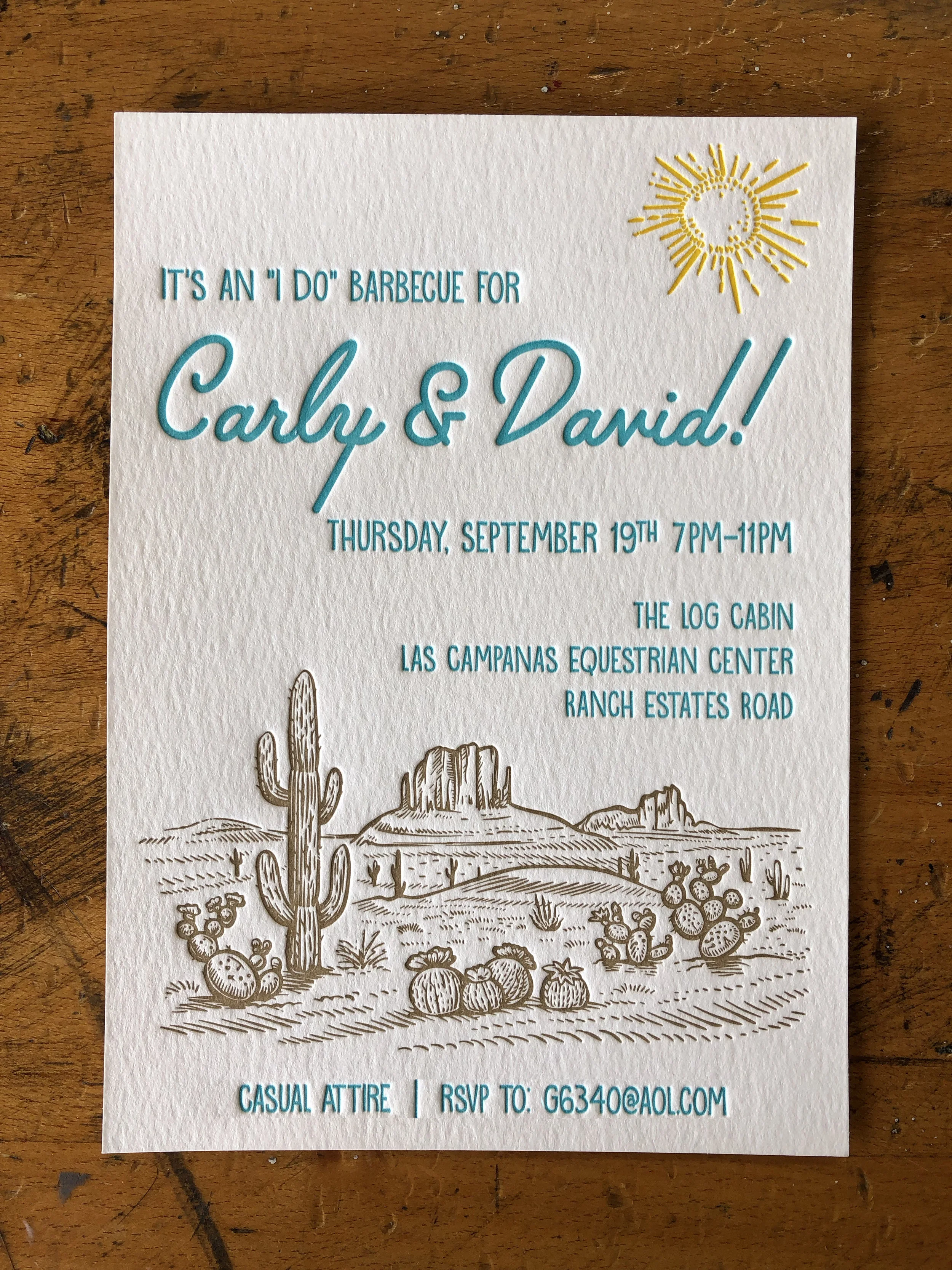 Desert theme wedding invite
