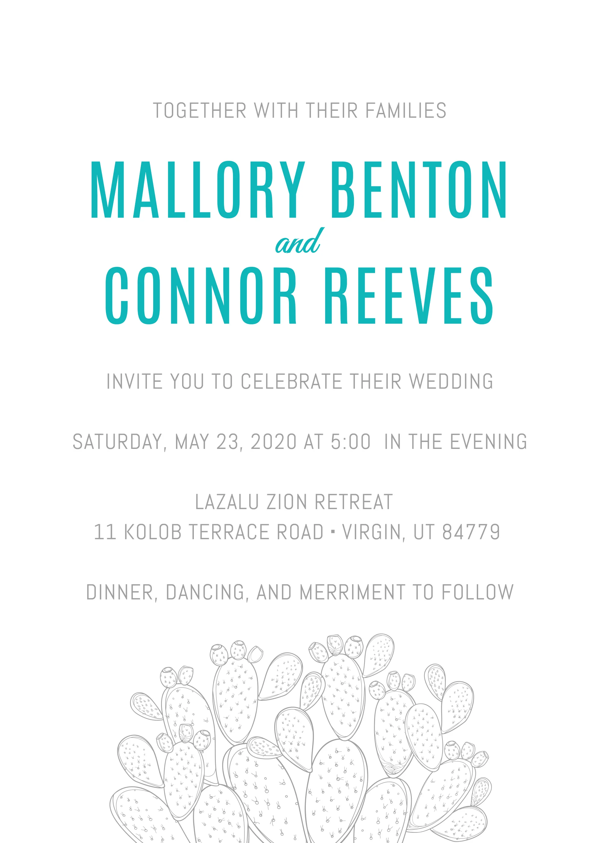Desert theme wedding invite