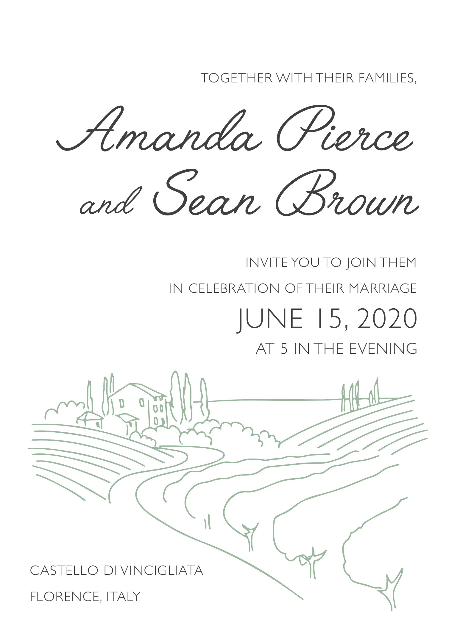 Vineyard wedding invite design