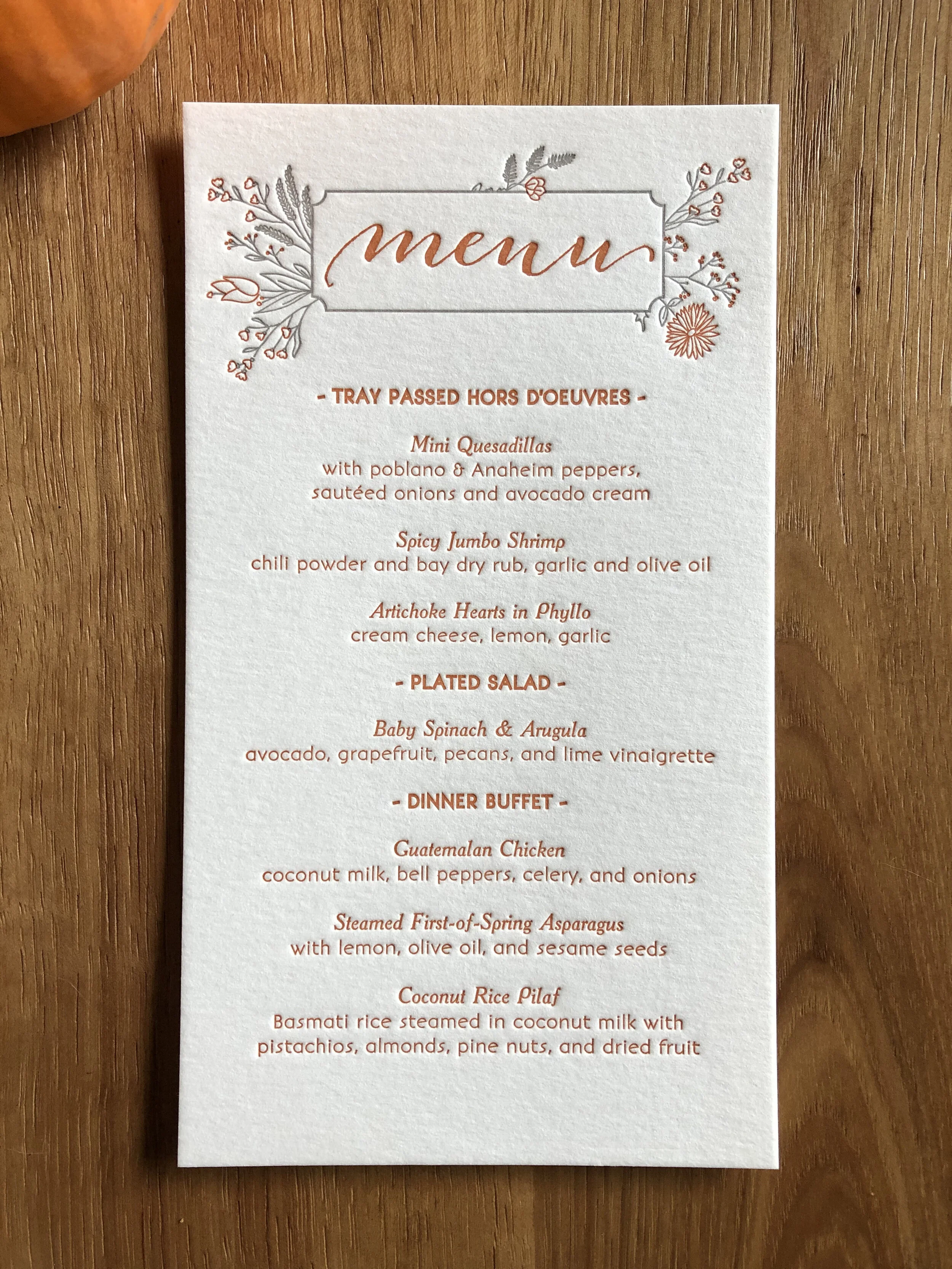 Fall menu