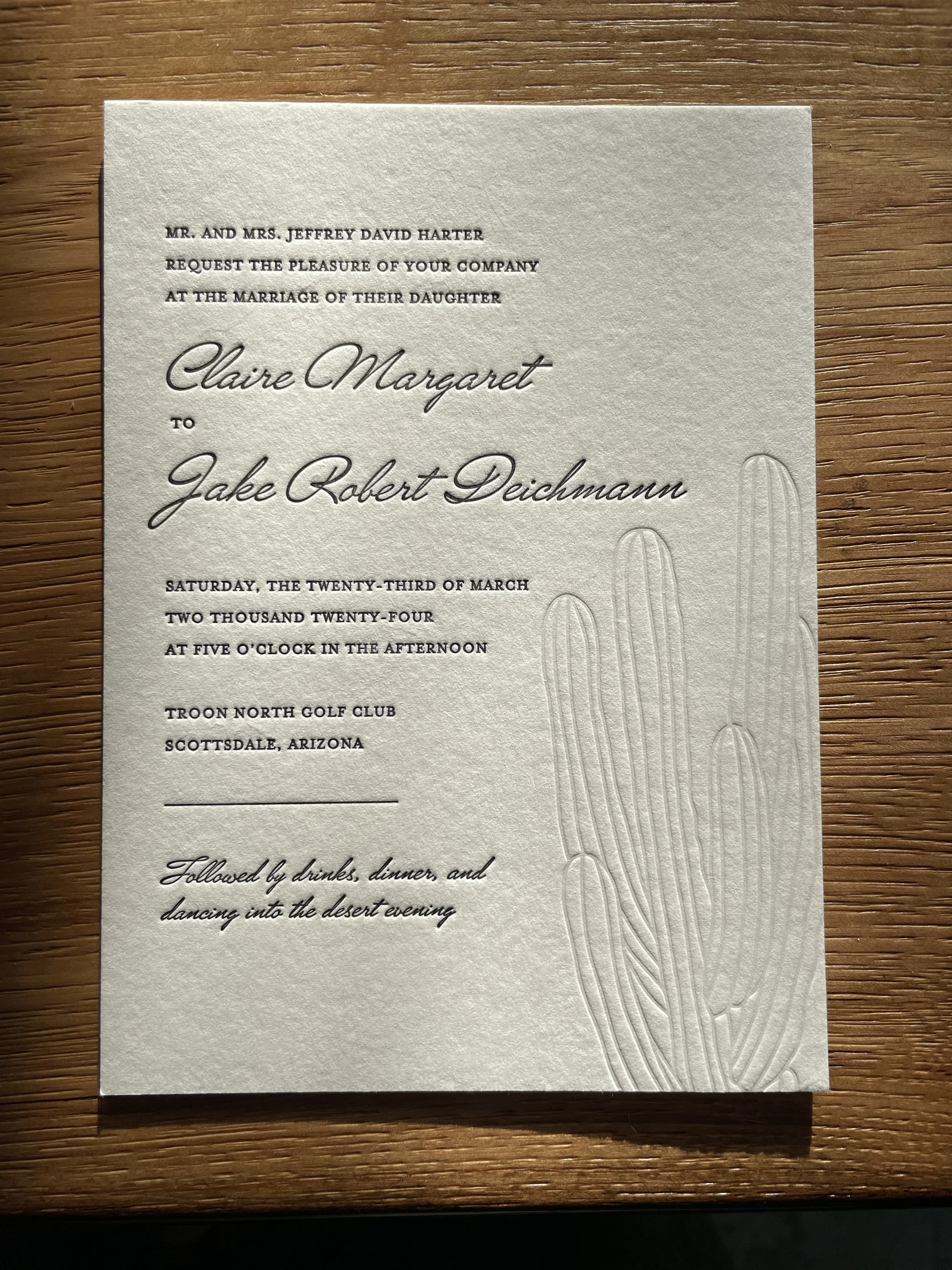 Claire + Jake saguaro cactus