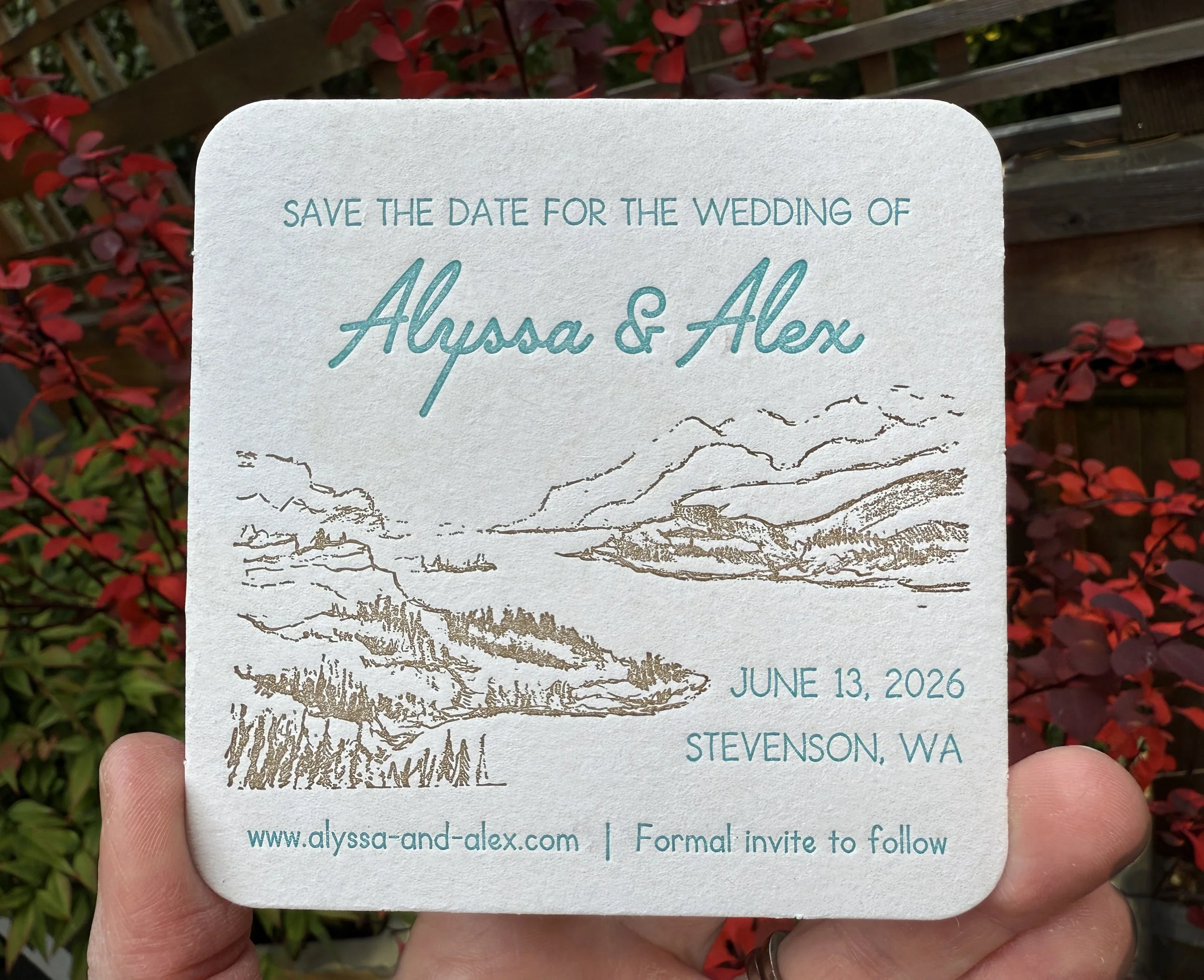 Alyssa + Alex coasters