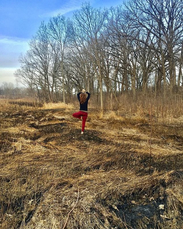 #fire #earth #wind #dupagecounty #trees #vrksasana #balance #spring #essenciayoga #yogaeverywhere #yogaeveryday