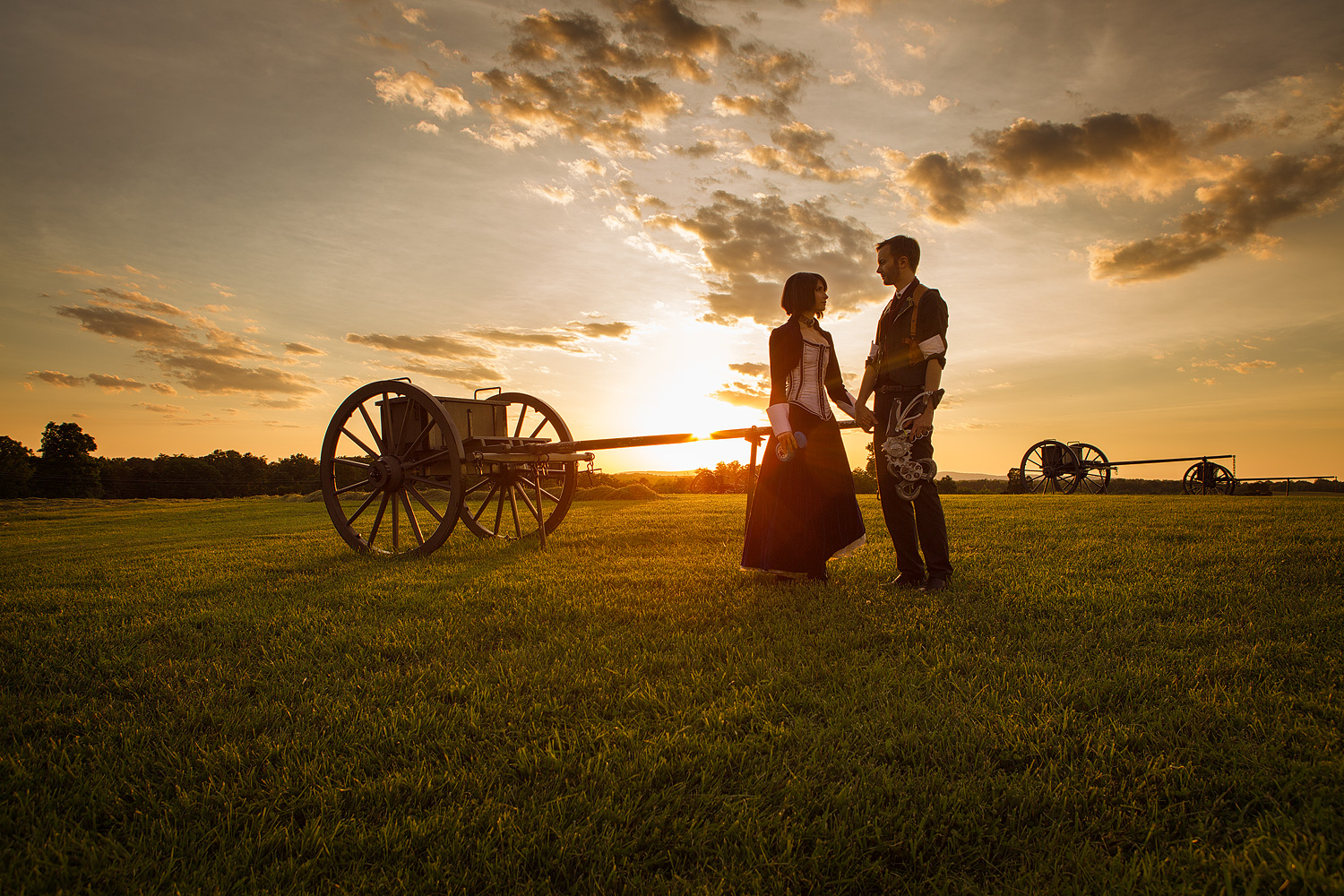 Sox and Bindi Smalls as Booker and Elizabeth of Bioshock Infinite