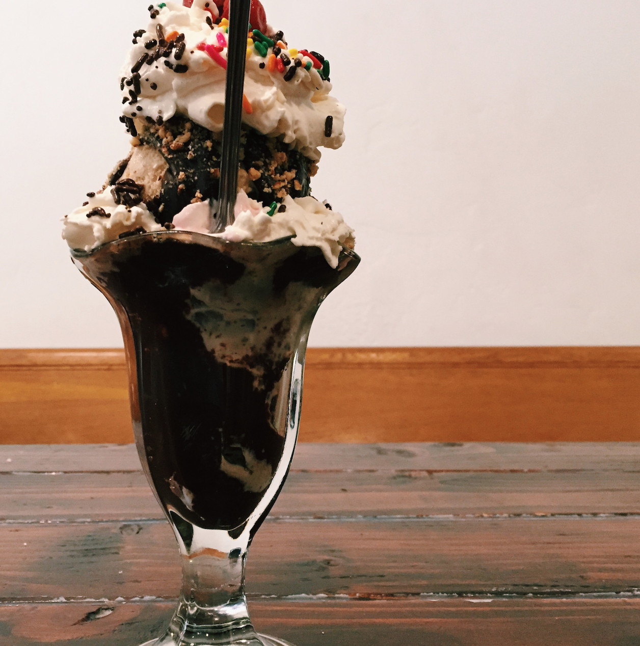 Caroline got this ice cream sundae and said it was the best! I recommend the chocolate ice cream with rainbow sprinkles.