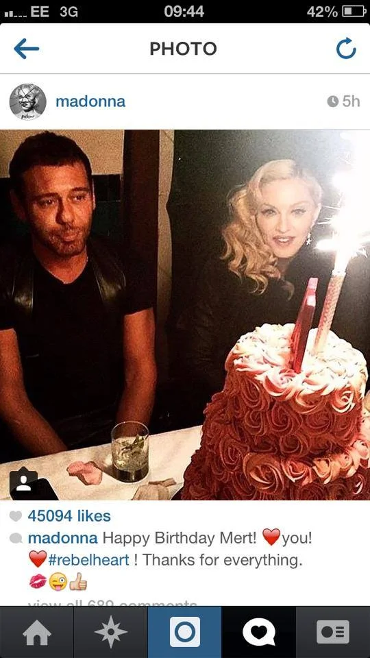 Madonna tweeting a picture of our cake for her and friend Mert Alas