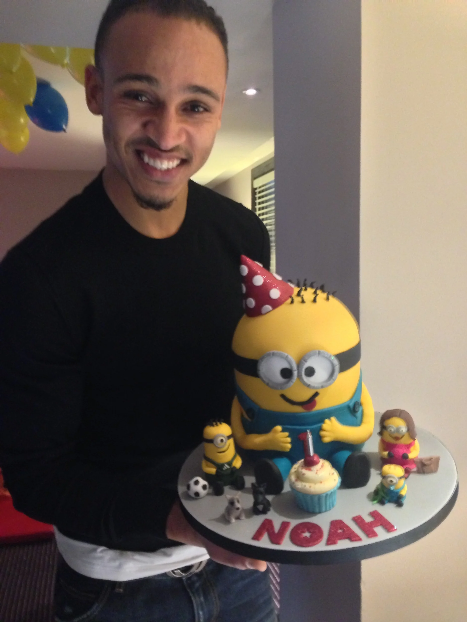 Premiership footballer, Peter Odemwingie, with the birthday cake we made for his son Noah