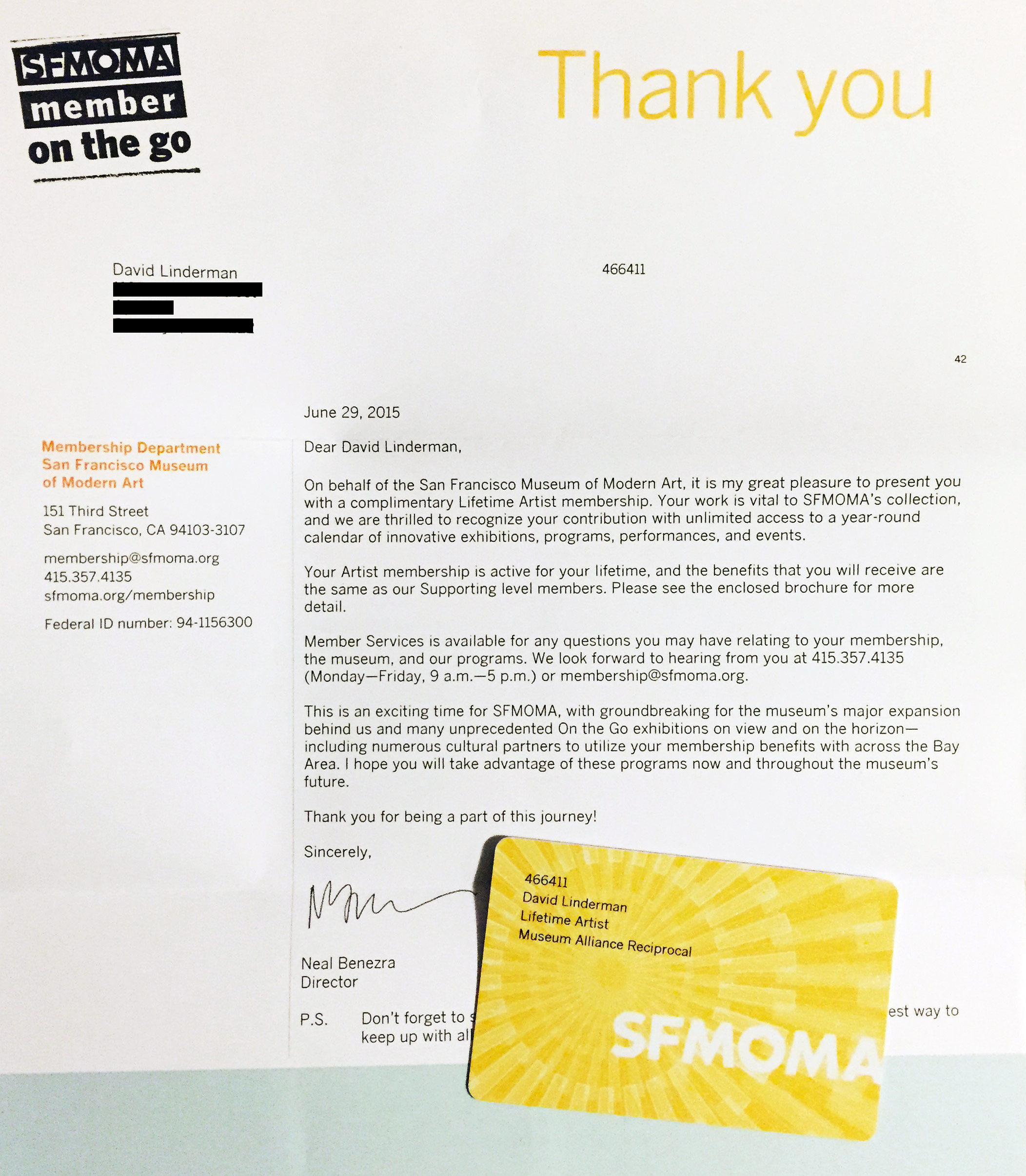 Lifetime Artist – San Francisco Museum of Modern Art (SFMOMA)