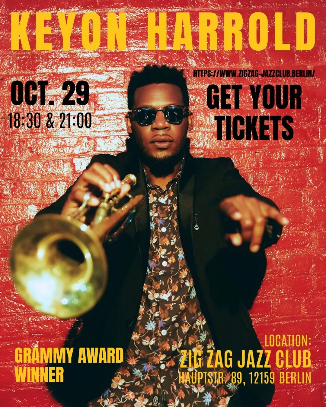 Keyon Harrold

📅Wednesday, October 29, 2025
18:30 and 21:00

🌟Keyon Harrold is a once-in-a-generation type talent on trumpet. His approach and sound are personal as well as engaging; a sort of magical haze often referred to as modern-day Mile&rsquo
