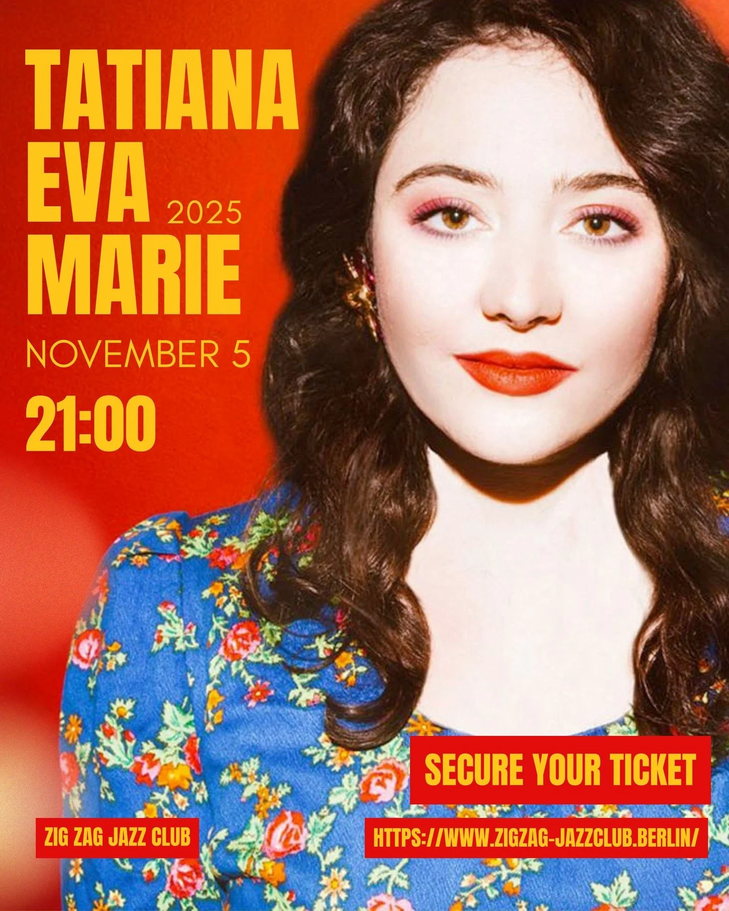 Tatiana Eva-Marie

📅Wednesday, November 5, 2025

21:00

🌟Tatiana Eva-Marie &mdash; the Brooklyn-based singer redefining Gypsy jazz for a new generation! Her sound blends the elegance of Parisian chanson with the swing of New Orleans and the wild fr