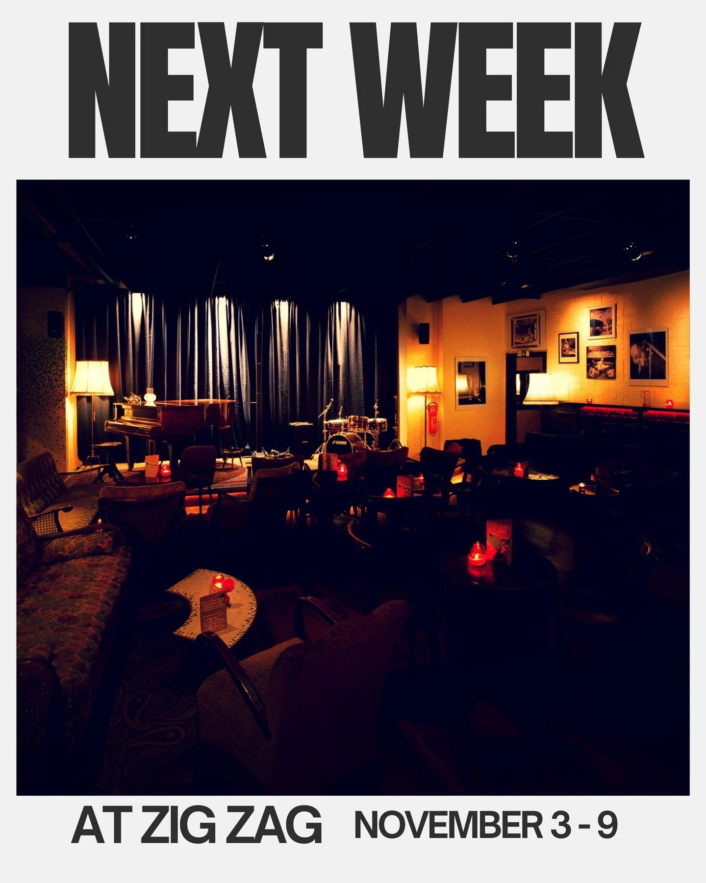 Take a look at our upcoming concerts this week and kick off your week with some jazz!

TICKETS available on our website 🎫

Location: Zig Zag Jazz Club

Hauptstr. 89, 12159 Berlin