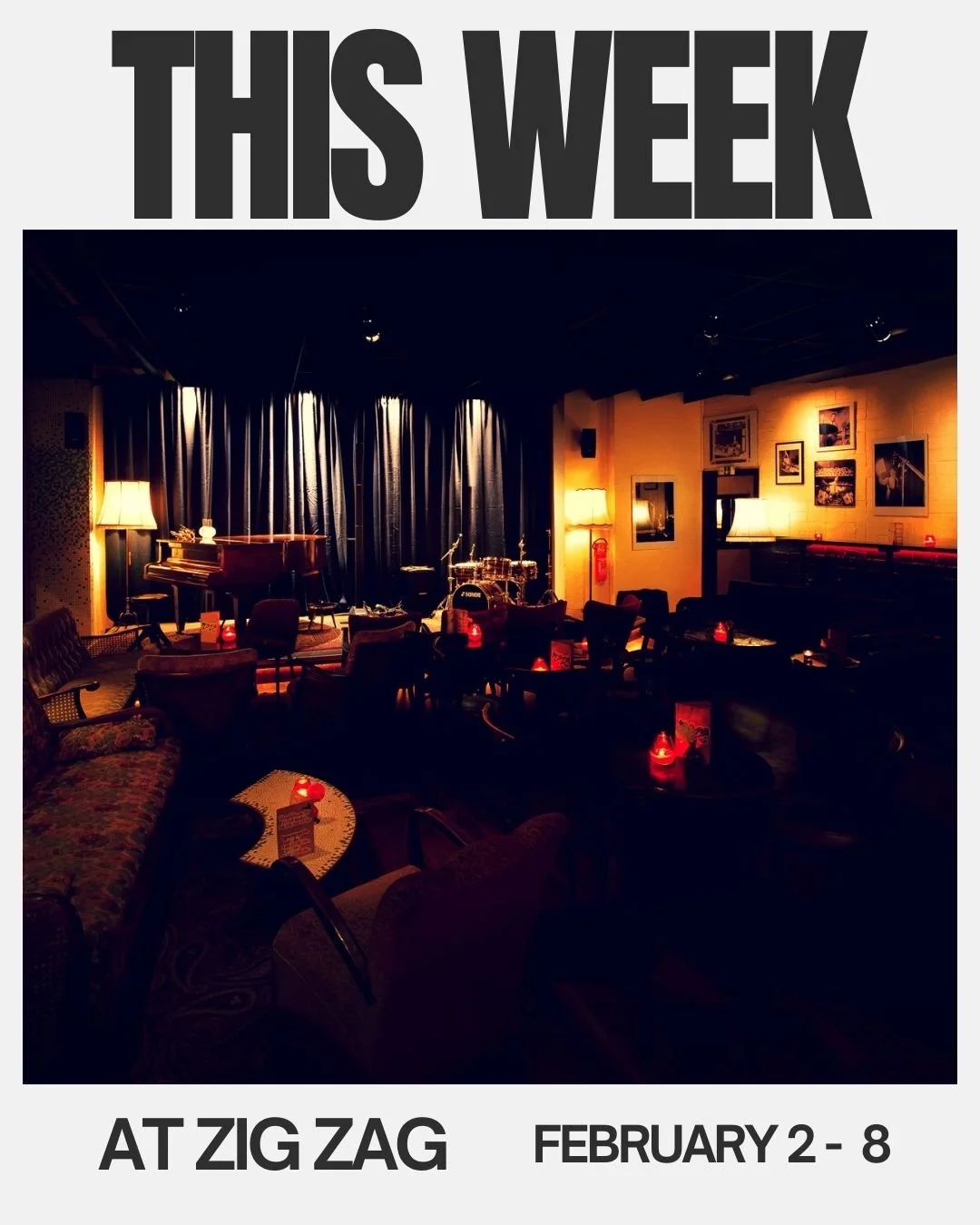 Take a look at our upcoming concerts this week and kick off your week with some jazz!

TICKETS available on our website 🎫

Location: Zig Zag Jazz Club

Hauptstr. 89, 12159 Berlin