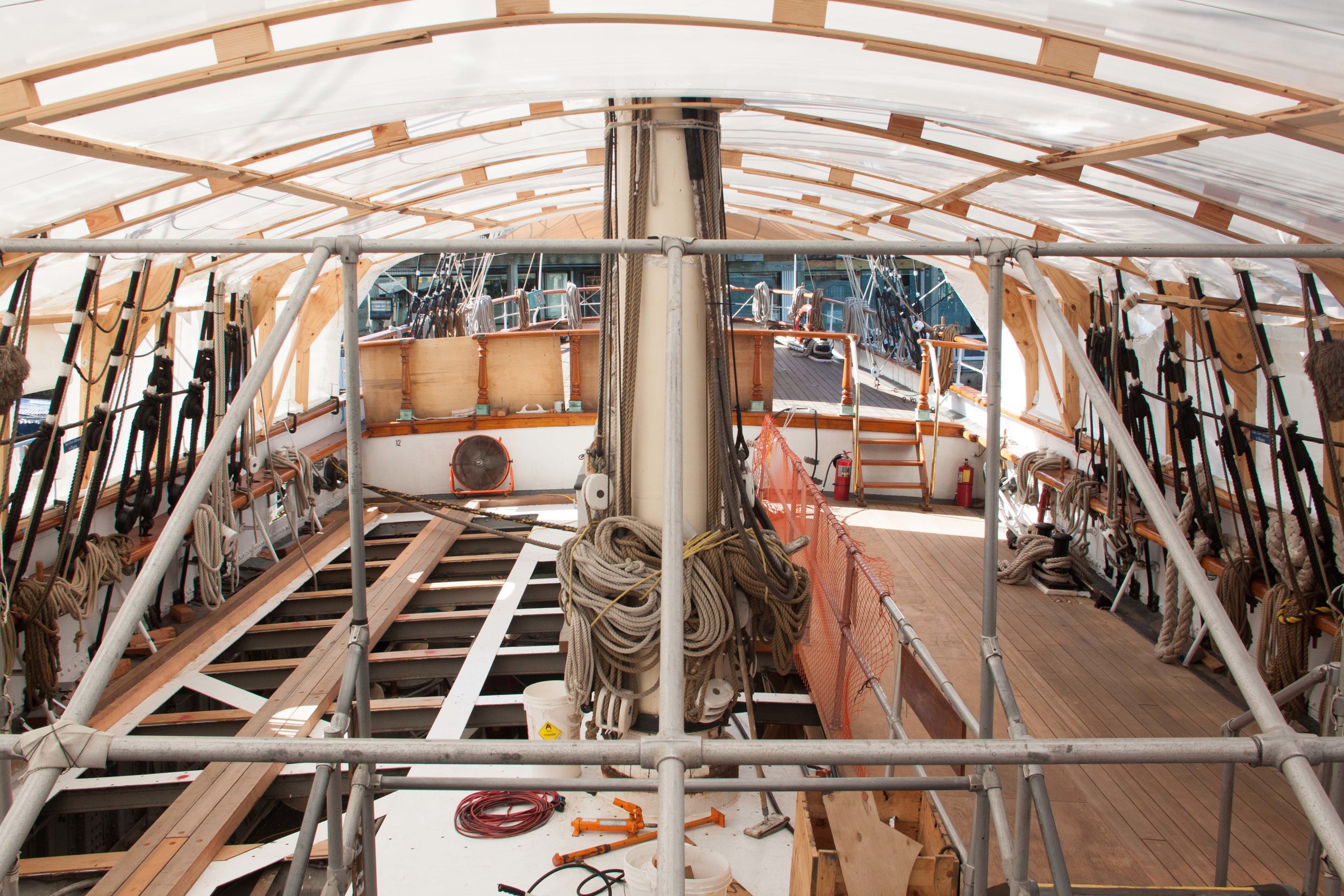 The deck needed to be sectioned off so visitors to the museum could visit at any time. 