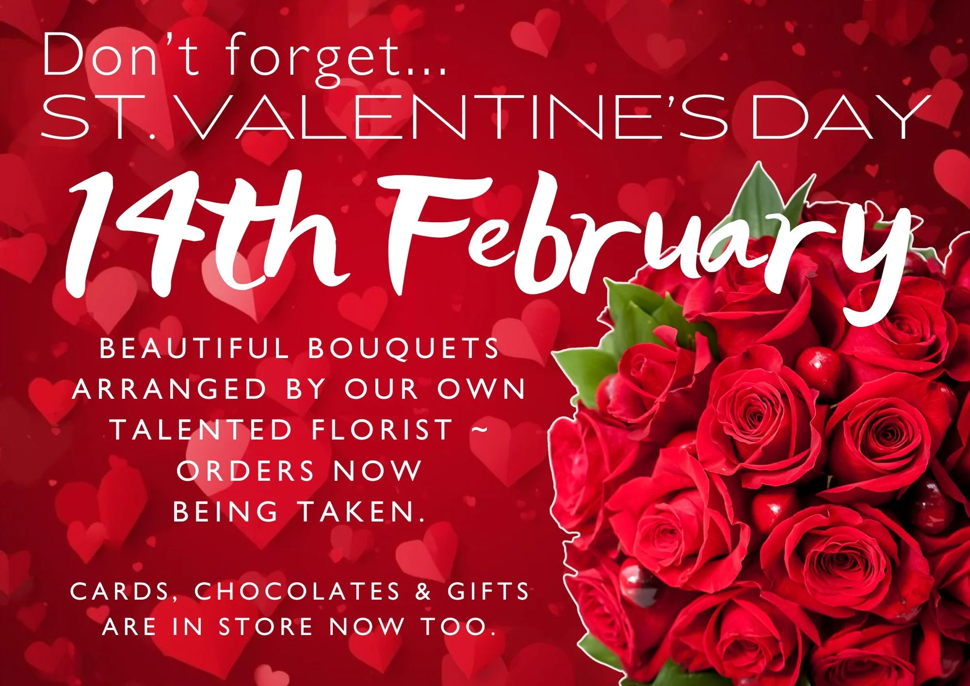 Valentine&rsquo;s Day&hellip;our talented florist Rachel is taking orders for bespoke bouquets, and we have plenty of other gift ideas too&hellip;who could resist some gorgeous Belgian chocolates or the truly amazing &lsquo;Artchocolate&rsquo; select
