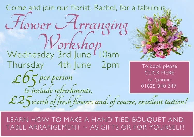 Looking ahead to next month, Rachel our talented florist, will be holding 2 more amazing workshops. These will be for anyone wanting to know just how to produce a fabulous hand-tied bouquet and a floral table arrangement. Those of you who have been t