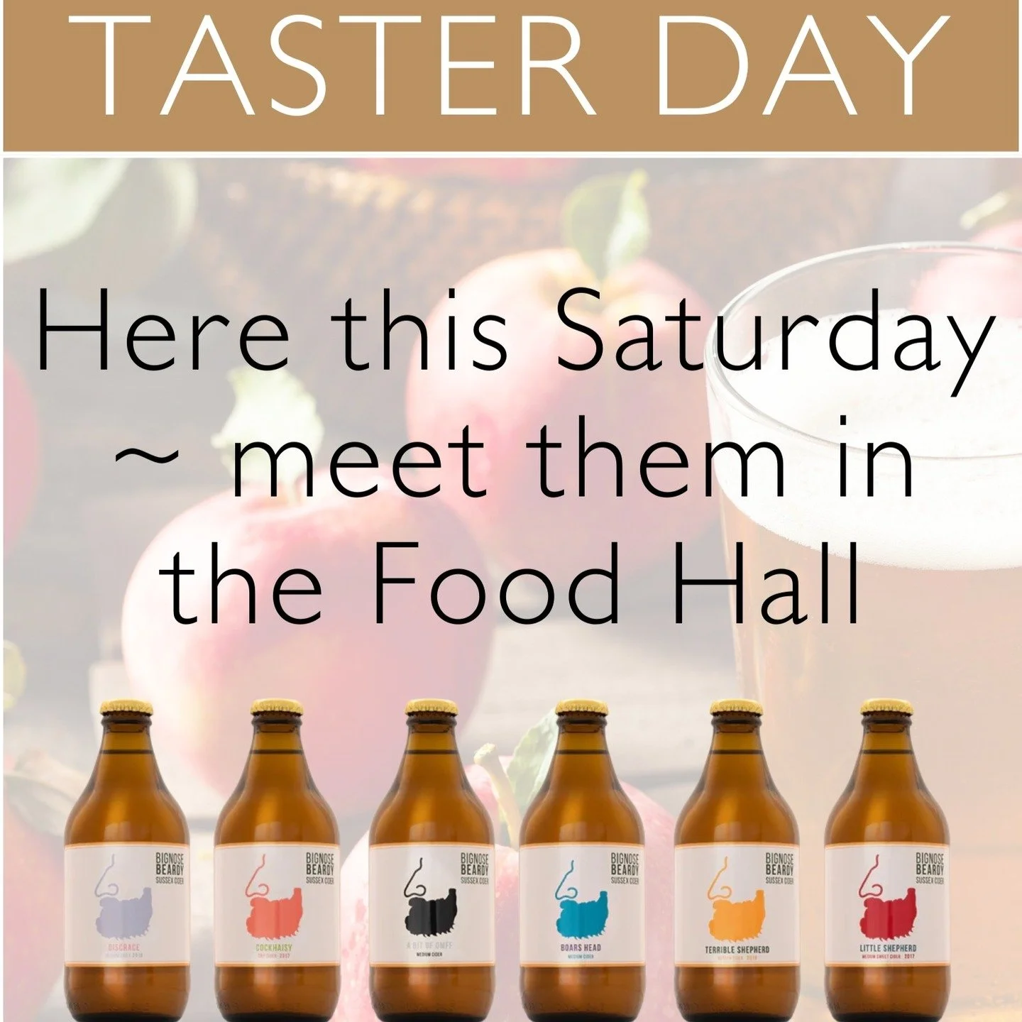 Big nose and Beardy cider tasting this Saturday @stavertonnurseryltd 
@bignoseandbeardy