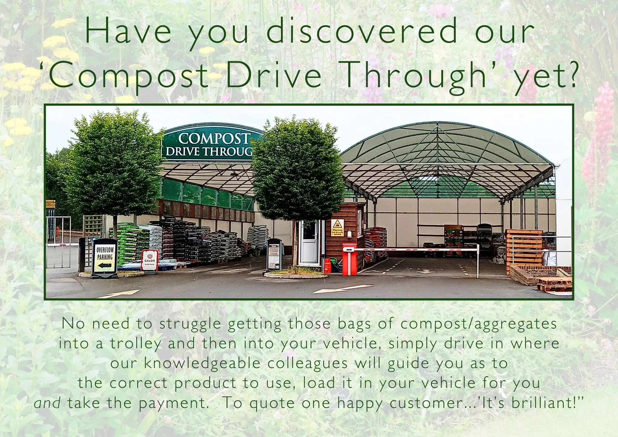 No need to get out of your car in the rain! you may already know about the compost drive through. For those that don't, come and give it a try 
 #haywardsheath #tunbridgewells #crowbrough #heathfield #lewes #hailsham #brighton #uckfield #smallbusines