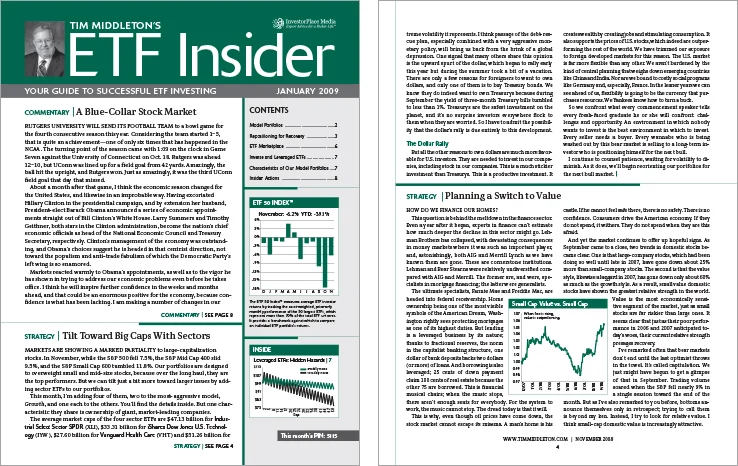 Newsletter Design Portfolio: Financial newsletter design: ETF Insider.