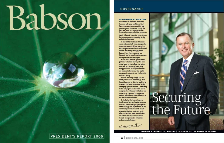 Corporate Annual Report Portfolio: President's Report: Babson College.