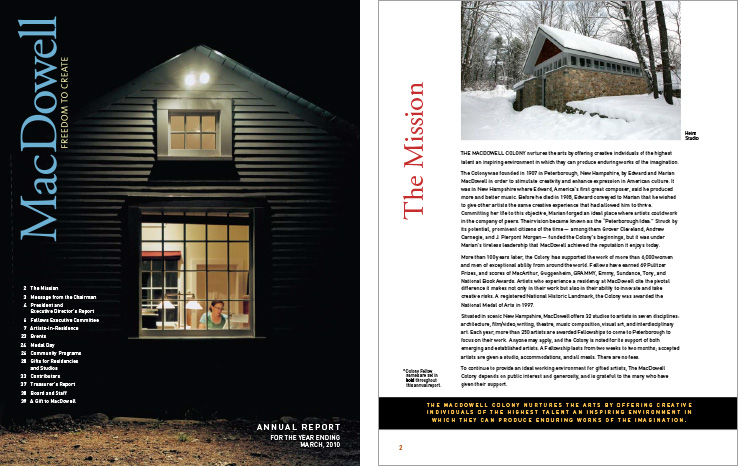 Corporate Annual Report Portfolio: MacDowell Colony