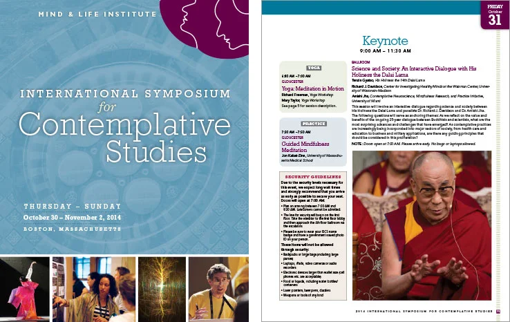 Program & Catalog Design: International Symposium for Contemplative Studies Program : Mind & Life Institute