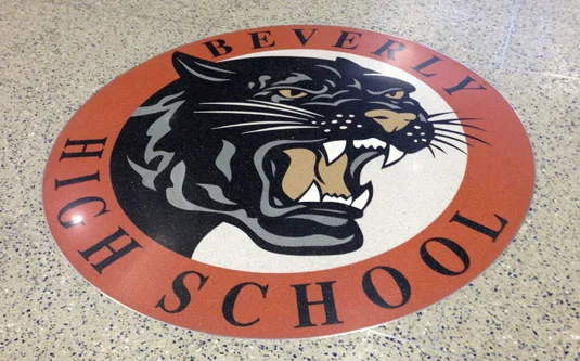Logo and Identity Design Portfolio: Beverly High School Logo: Terrazzo School Seal Design.