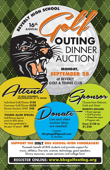 Posters & Signage Design Portfolio: BHS Golf Outing Poster: Beverly High School.