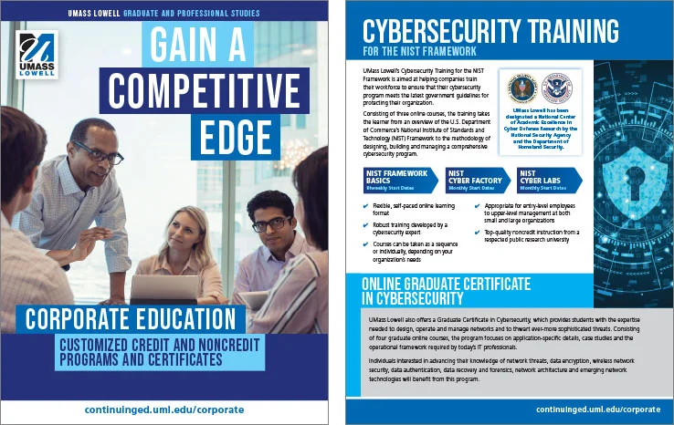 Marketing Collateral Design Portfolio: Corporate Education Brochure: UMass Lowell