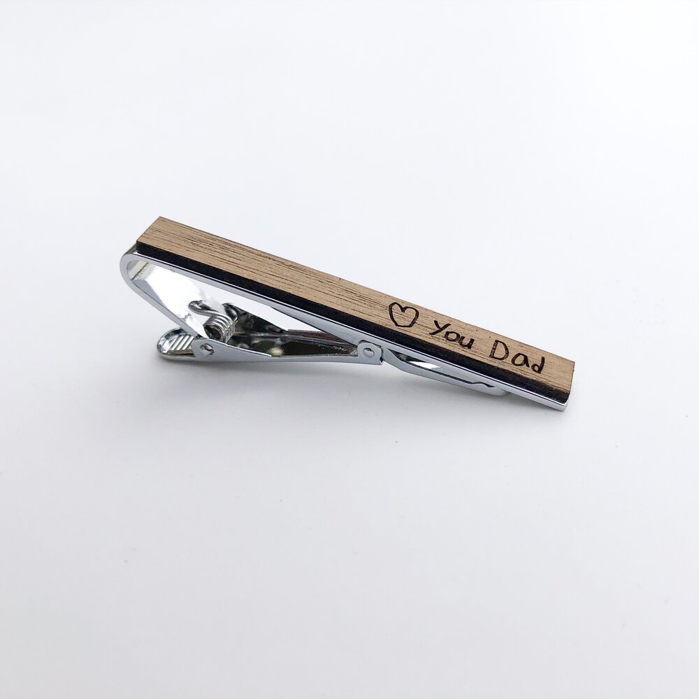 Personalized Tie Clips | Custom Engraved Mahogany Wood Tie Bar No / 1.6 Inches (Skinny)