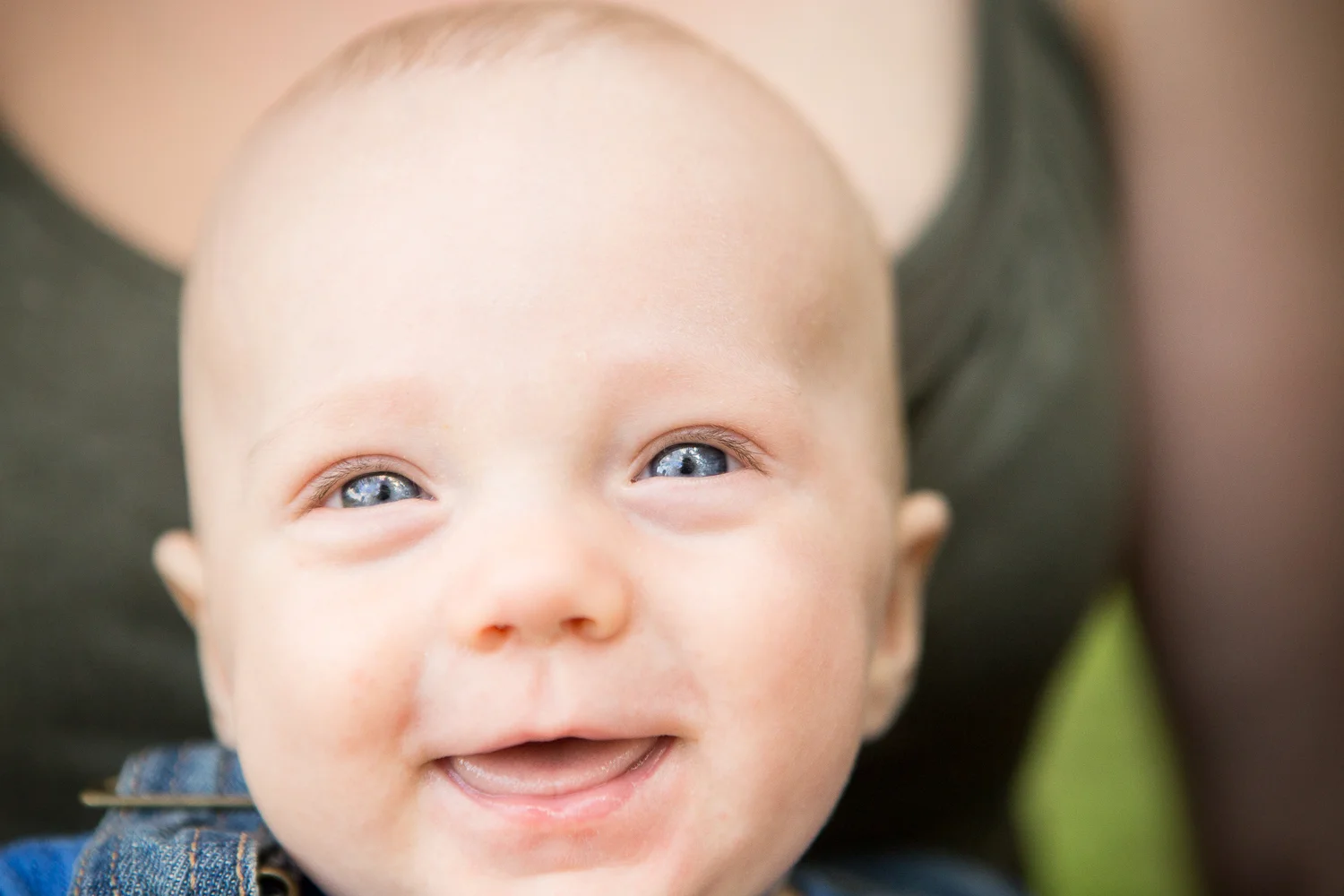 Happy Blue Eyed 4 Month Old close up photo