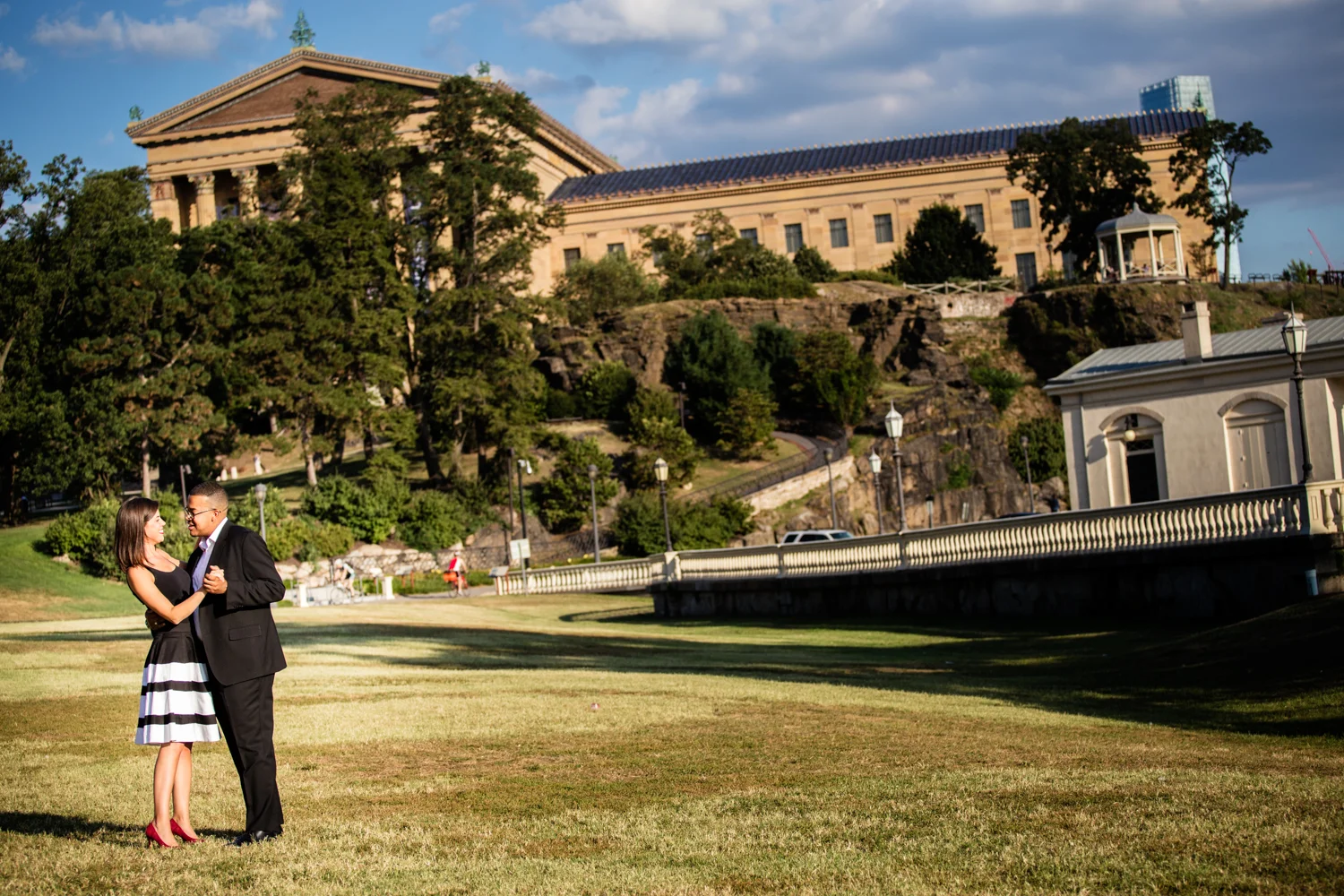 Engagement portrait at the Philadelphia Museum of Art