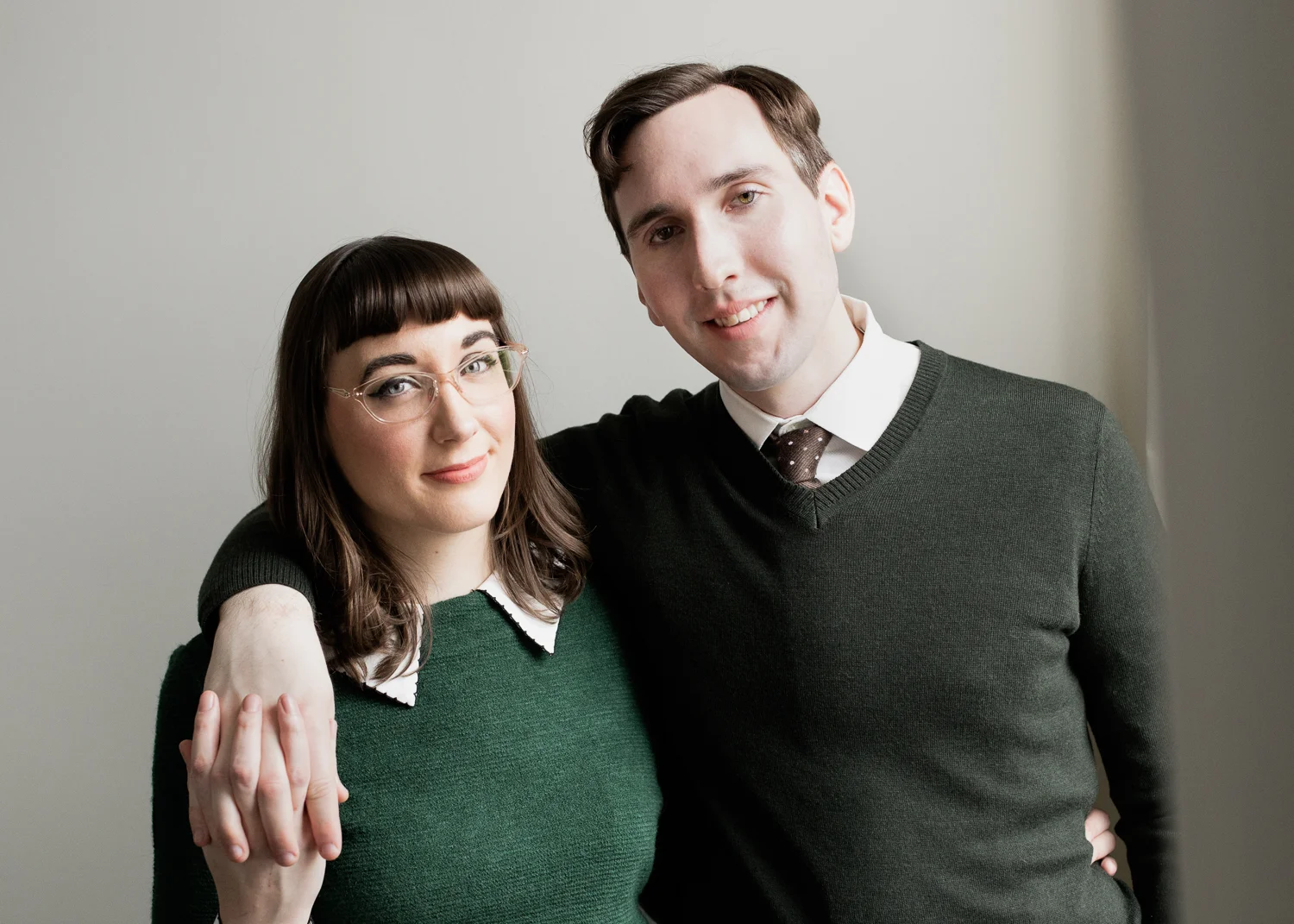 Studio portrait of a retro looking couple