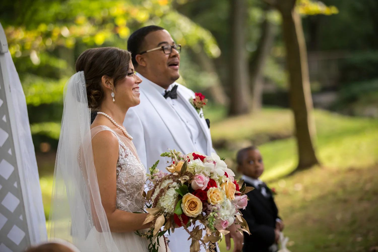 Bride and Groom at conclusion of outdoor ceremony