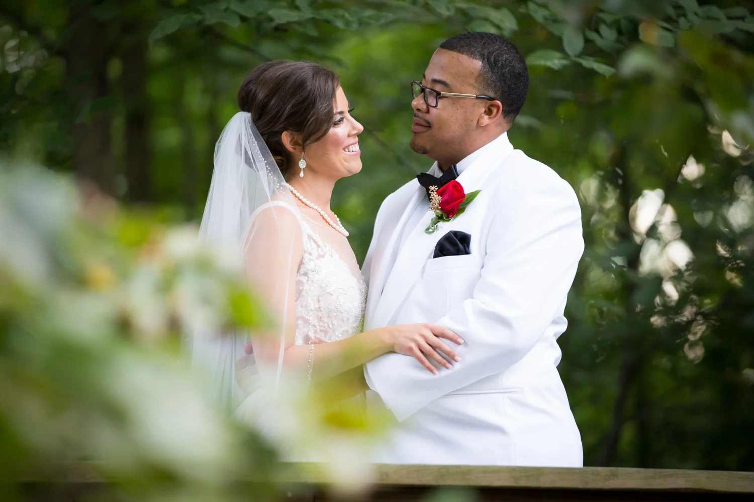 Outdoor portrait of bride and groom