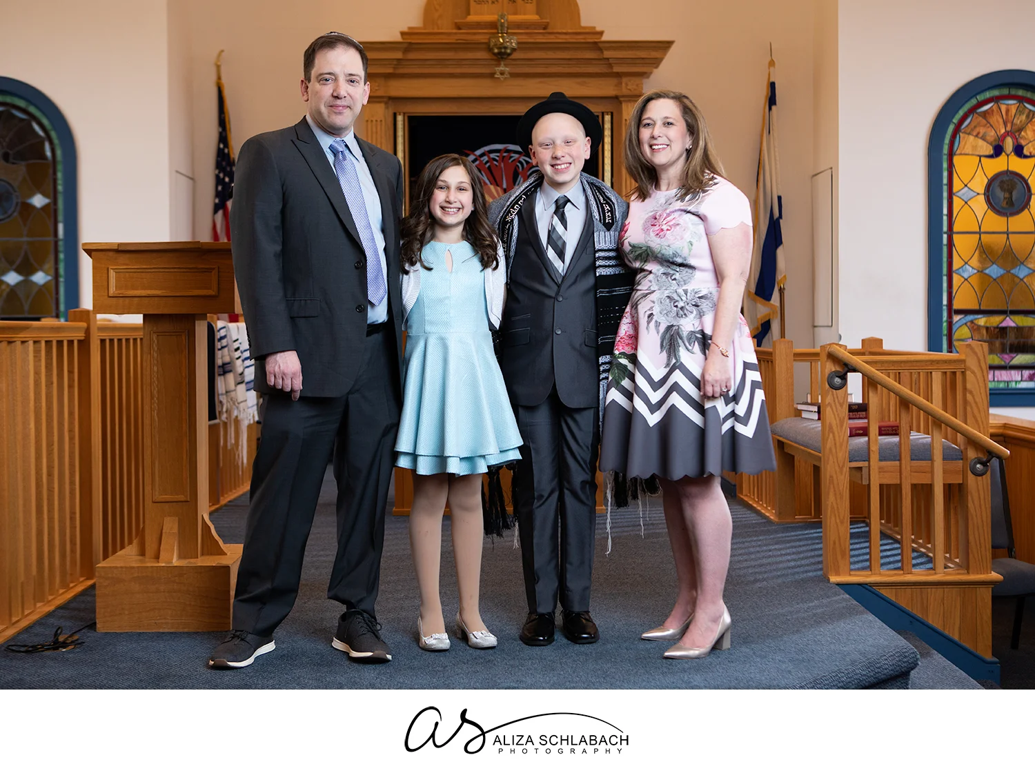 Family Photo for Bar Mitzvah at Kesher Israel in West Chester