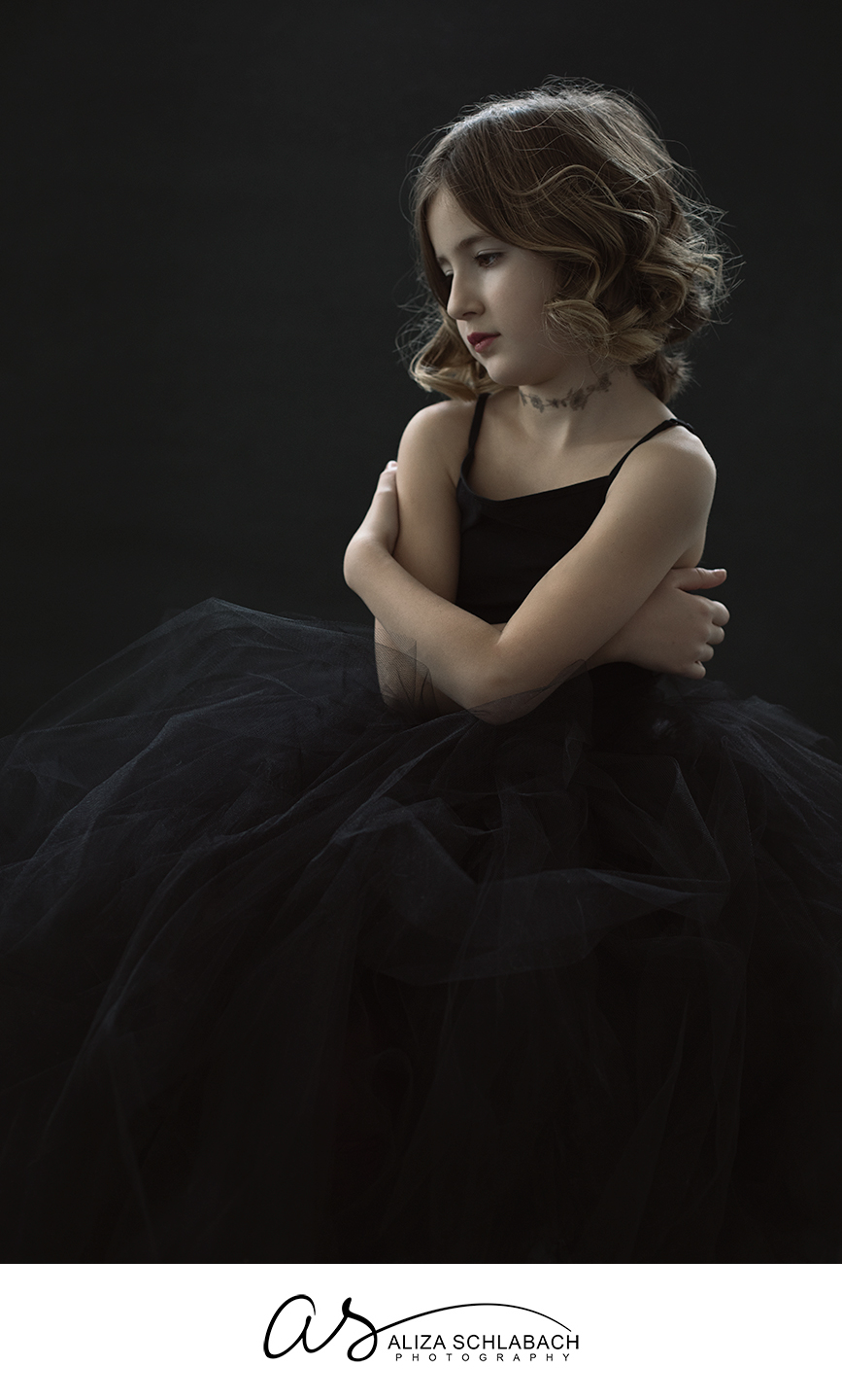 Melancholy portrait of an 8 year old girl