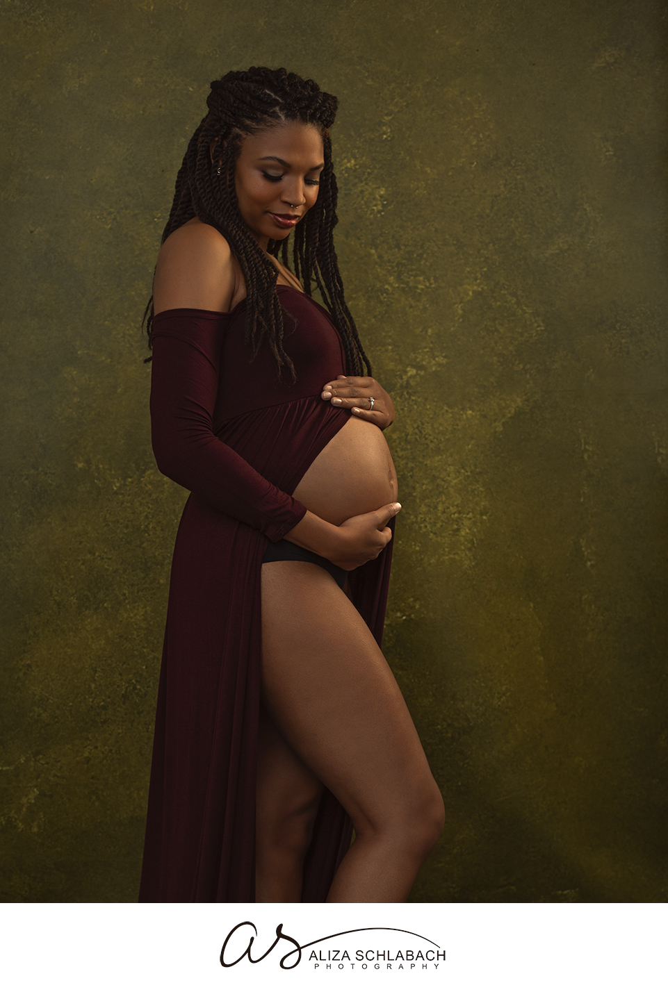 Vanity fair style photograph of a pregnant woman