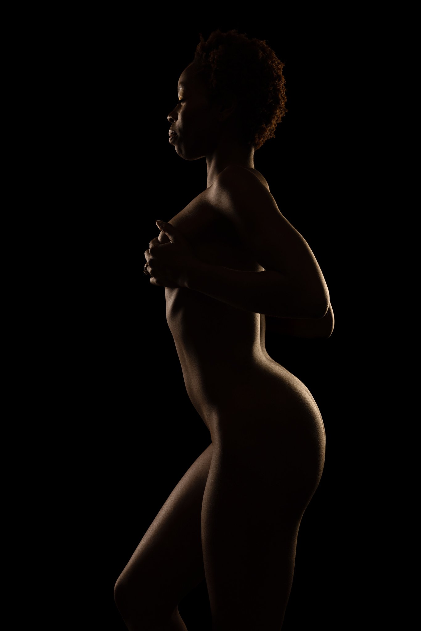 Nude silhouette of an athletic black woman