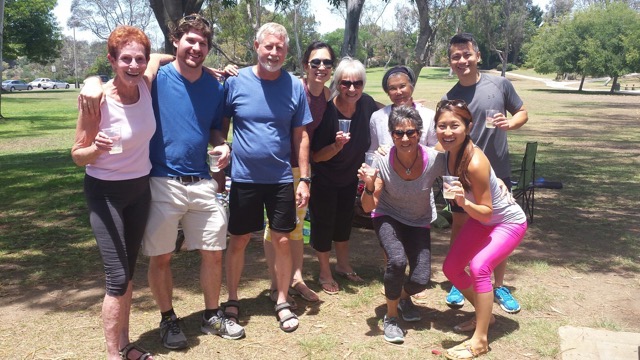 Essentrics lovers in San Diego enjoying a picnic together after a last class in the park before Betty moved back to NYC!