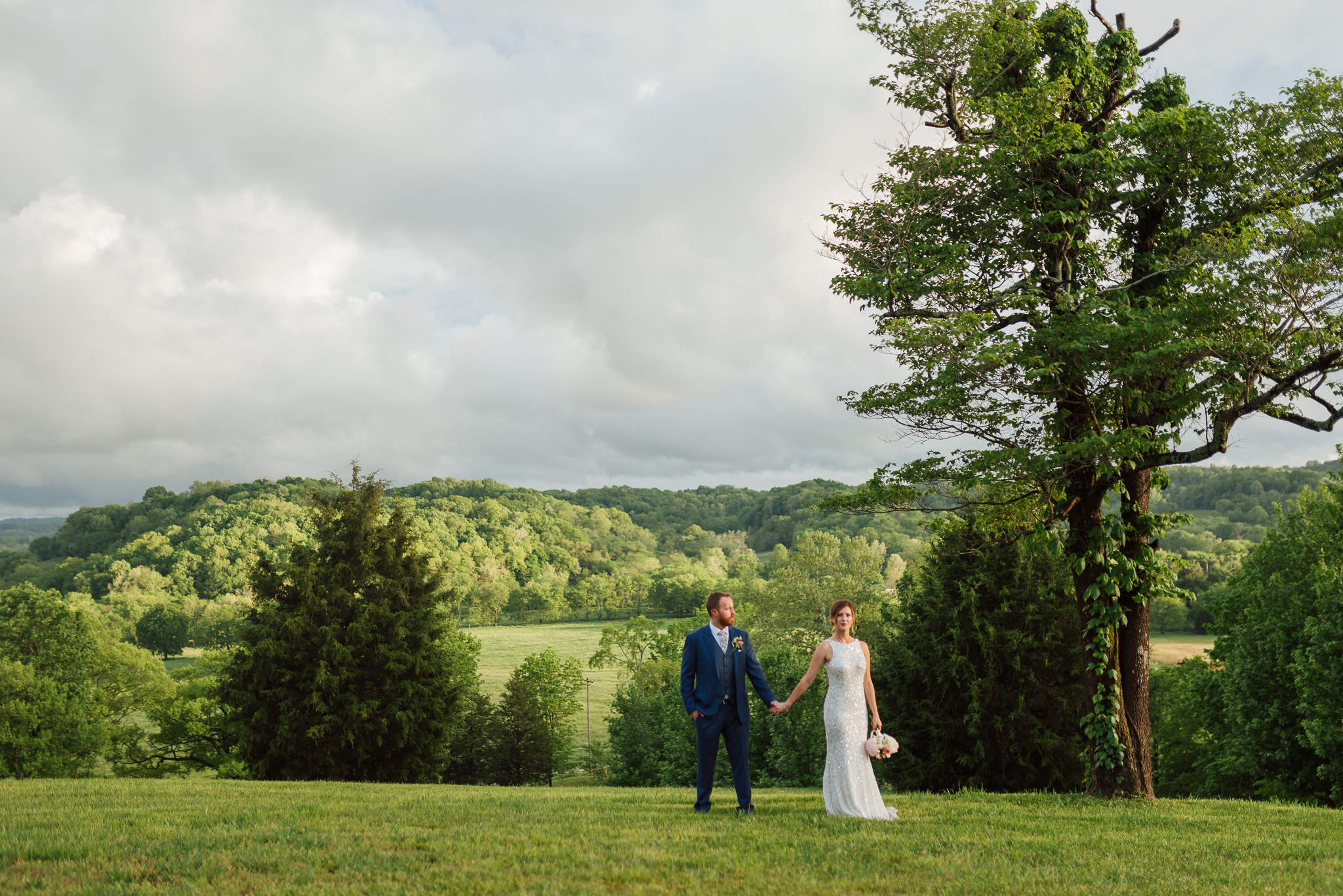 Romantic Nashville country wedding sunset portrait
