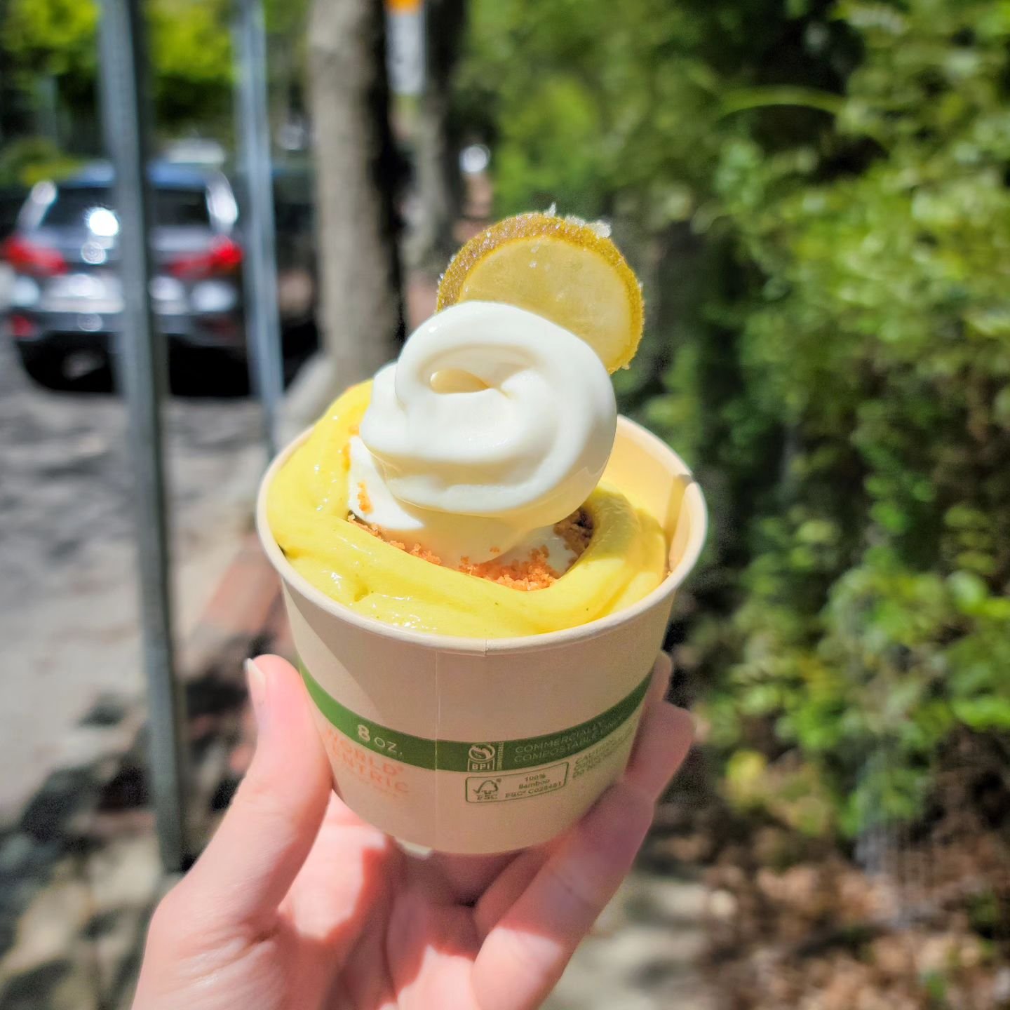 Have you tried this month's seasonal sundae?🤔

Our LIME CHEESECAKE SUNDAE is Lime+Vanilla Cheesecake soft serve topped with graham cracker crust crumble, homemade lime curd, and a candied key lime slice. Think key lime pie but in a soft serve sundae