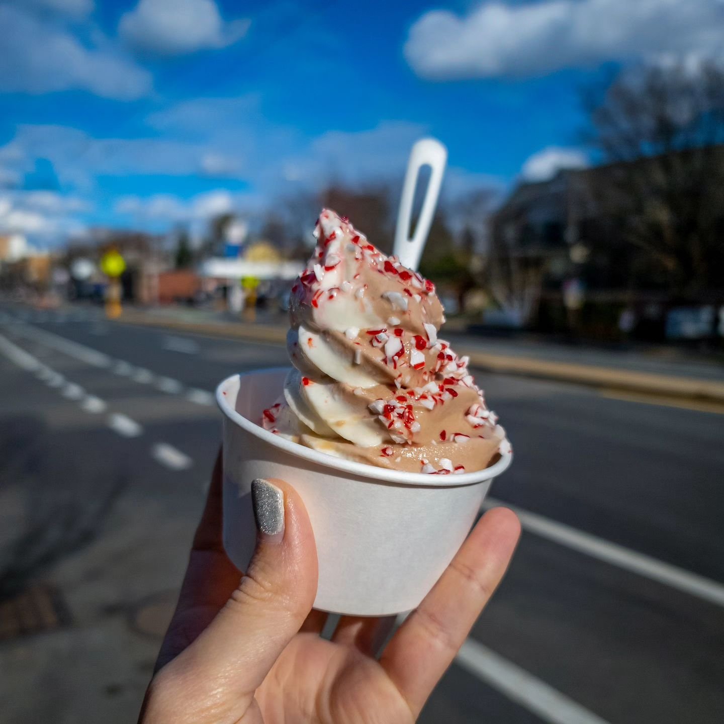 We're back with normal hours! Did you miss us?😁

December's monthly soft serve is CHOCOLATE+PEPPERMINT! One side is richly bittersweet, the other is minty and very candy cane-adjacent. Together? They make a delicious soft serve pairing to kick off w