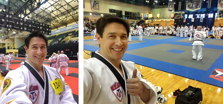 before midterming (left) and competing (right). there were two different complexes for competing, one with red mats and the other with blue mats. the ESPN park was huge!