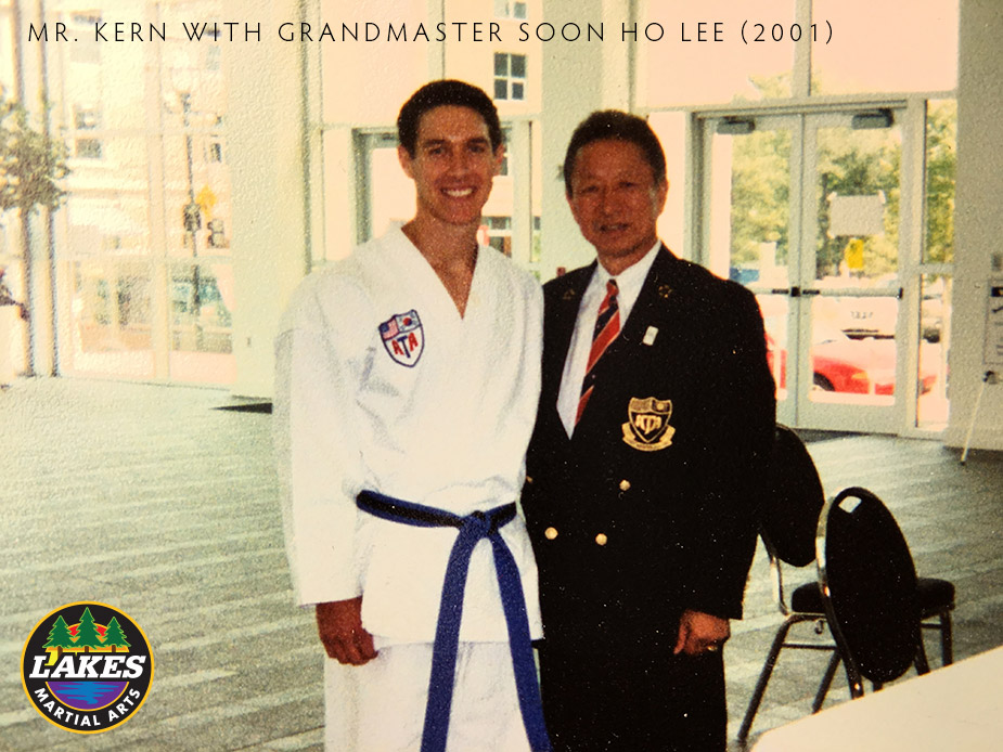 Mr. Kern pictured next to Grandmaster Soon Ho Lee at the 2001 World Championships in Little Rock, Arkansas.