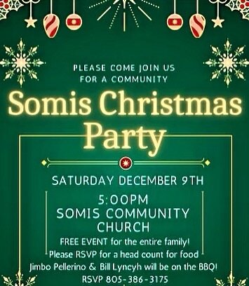 #communitychristmasparty #christmasparty #communitychristmasdinner #christmasdinner #somiscommunitychurch #somis #community SATURDAY DECEMBER 9 5PM