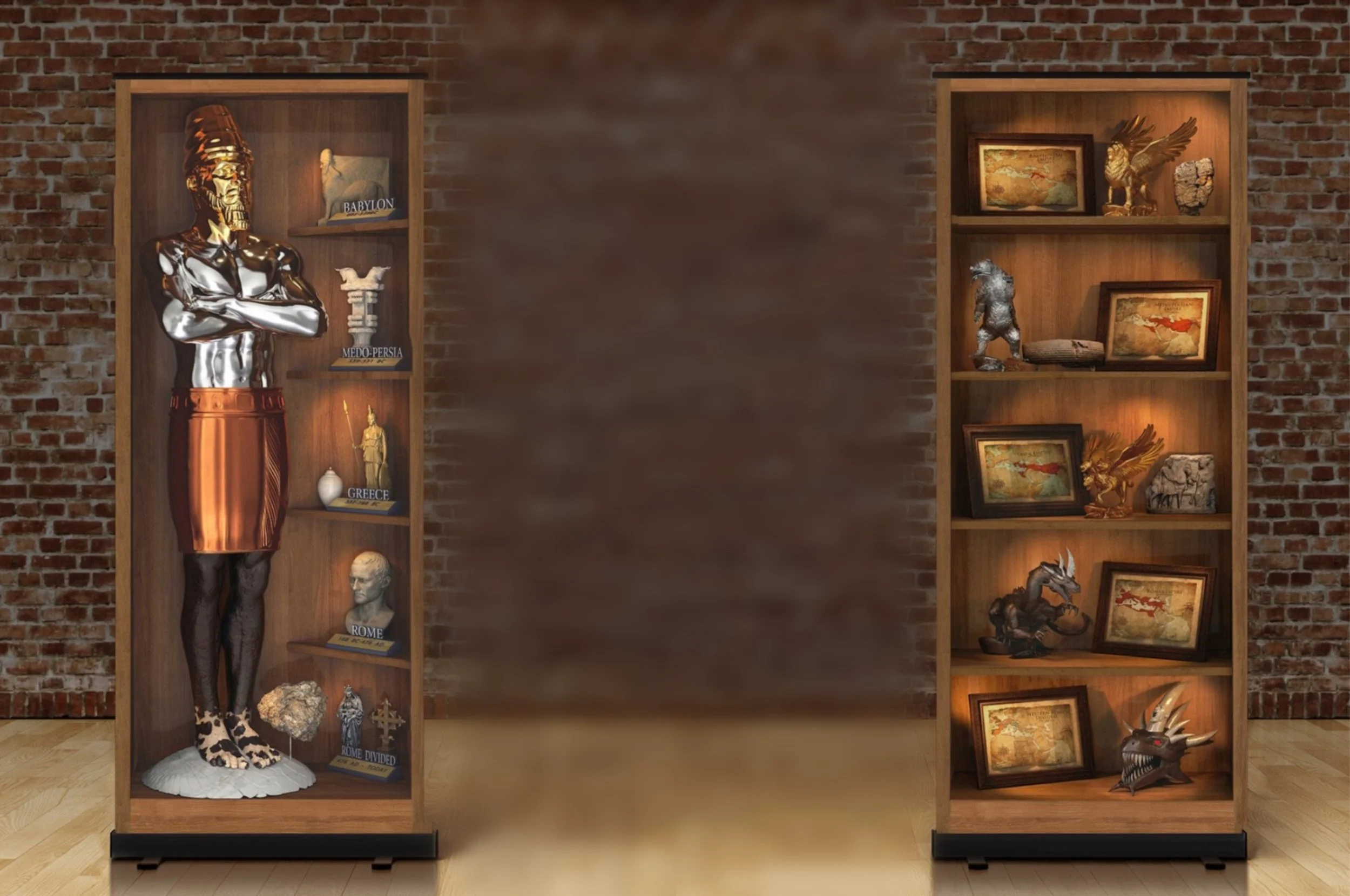 Daniel 2 and 7 Prophecy Shelves in Retractable Banner Stands