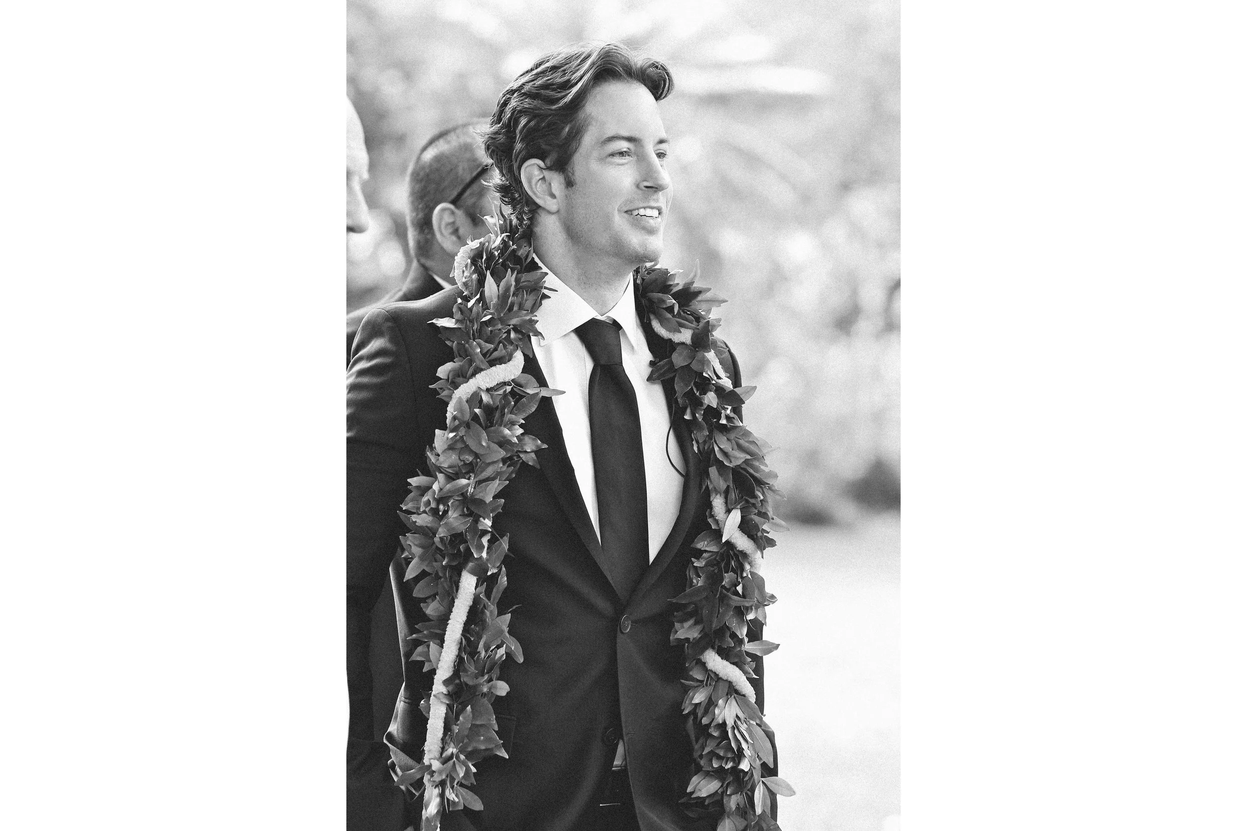 Black and White Wedding Photography Hawaii Groom