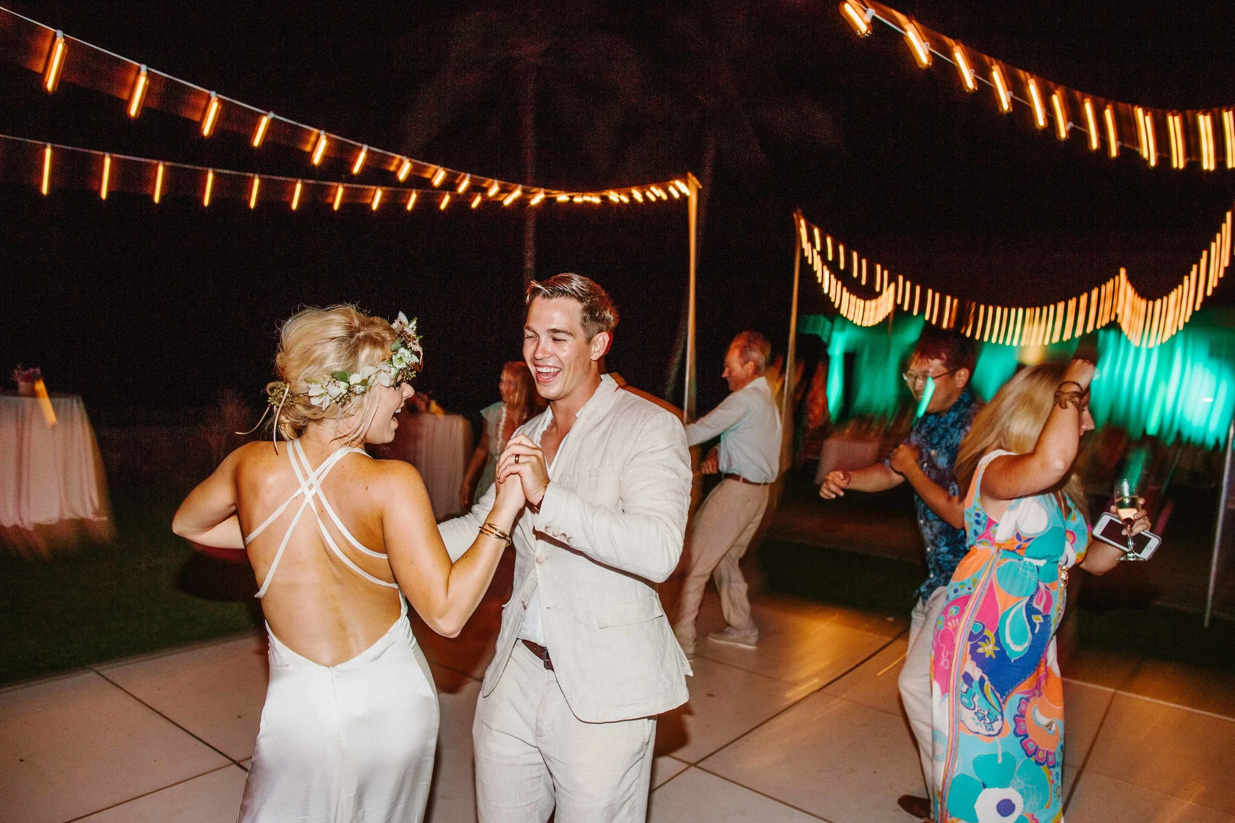 Wedding Couple Celebrates on The Dance Floor