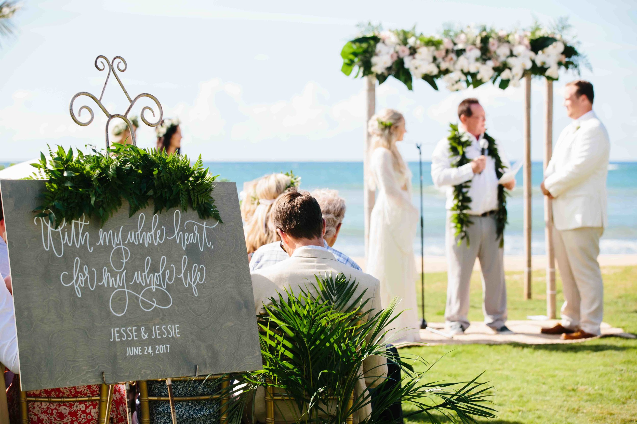 Wedding Sign at a Oahu Wedding Ceremony