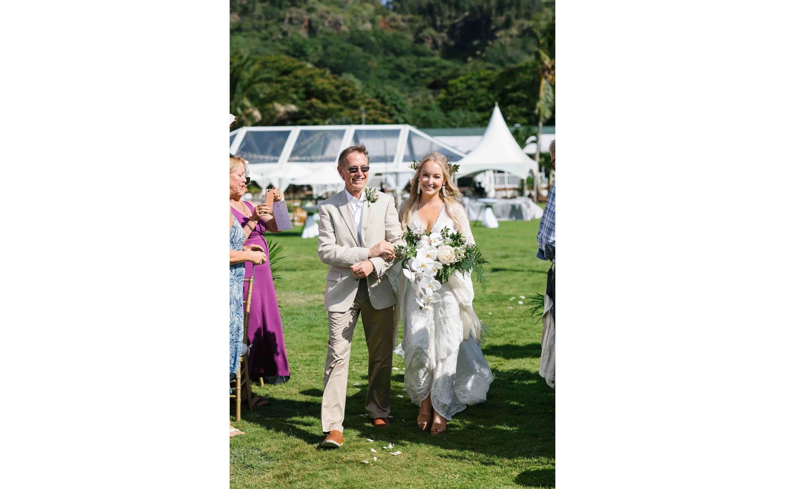 Bride and Father Walking at the Wedding Ceremony